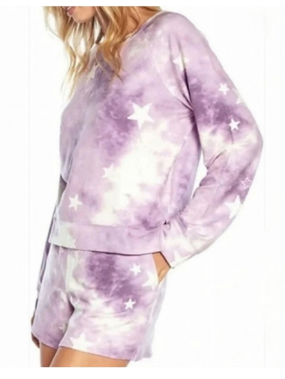 Wildfox Sweatshirt & Short Lounge Set in Tie-Dye Star Womans Size M